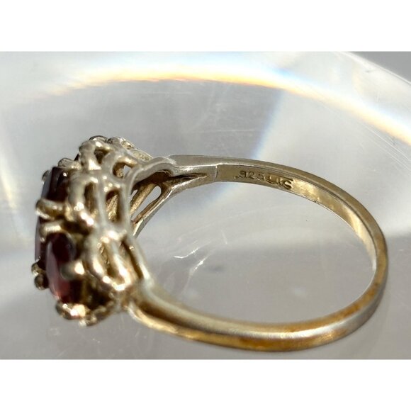 Art Deco Garnet Vermeil Overlay 925 Sterling Silver Vintage Ring - sz 6.75 - Picture 15 of 15